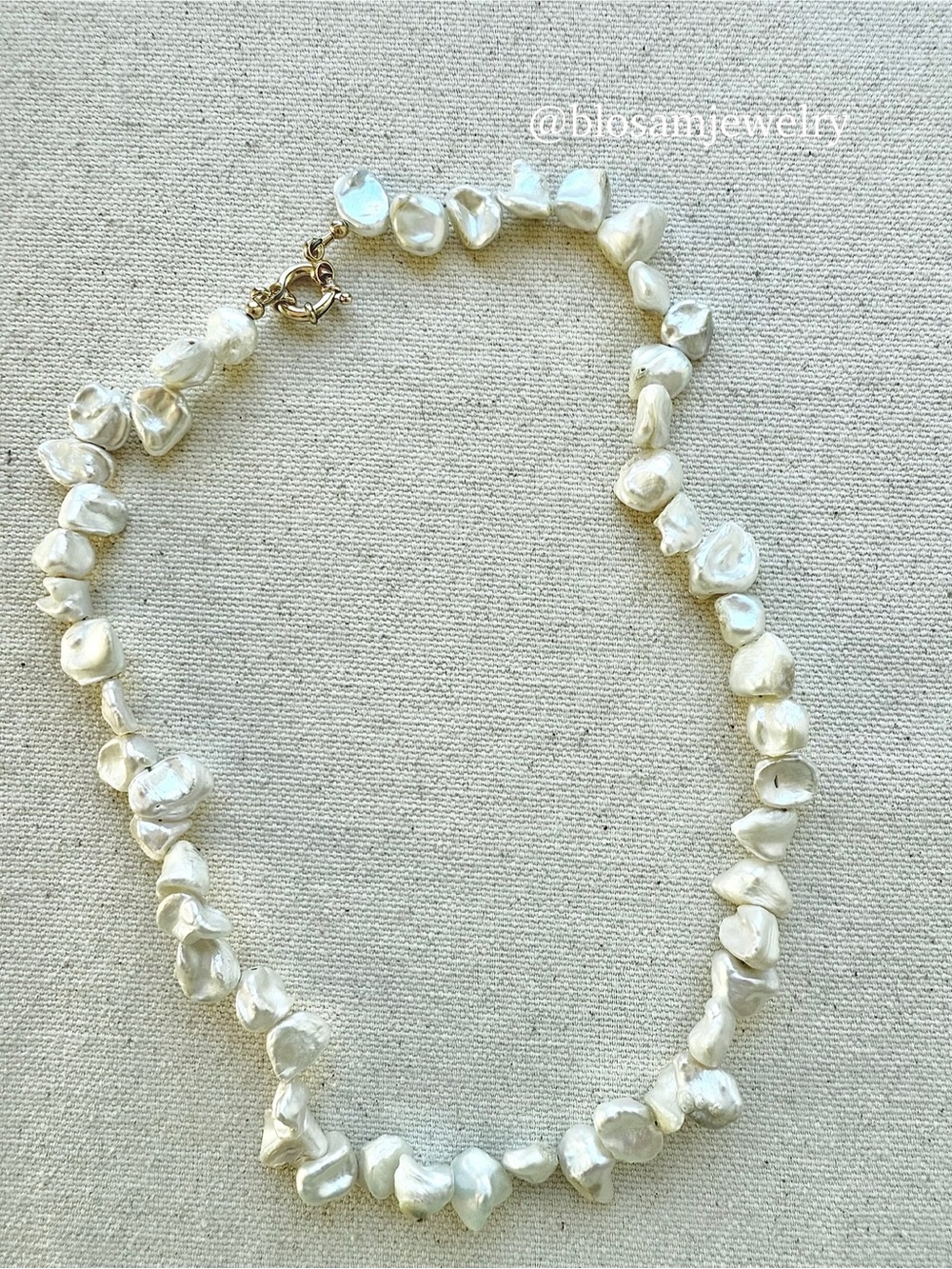 Chunky Freshwater Pearl Nugget Charm Holder Necklace Sailor Clasp Necklace